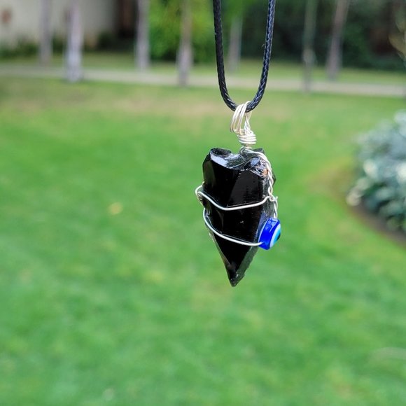 Black Obsidian Evil Eye Pendant - Picture 6 of 6